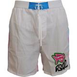 48 - Hvid Badebukser DSquared2 White Pink Logo Print Men Beachwear Shorts Swimwear IT48