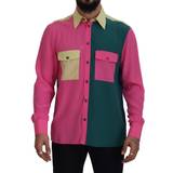 Herre - Silke - XXL Skjorter Dolce & Gabbana Multicolor Patchwork Silk Button Down Shirt IT41