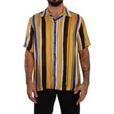 Gul - Stribede Tøj Dolce & Gabbana Yellow Striped Short Sleeve Silk Shirt IT40