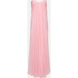 Chiffon - Pink Tøj Alexander McQueen Strapless draped silk chiffon gown pink