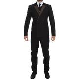 Brun Jakkesæt Dolce & Gabbana Brown Striped Wool Slim Piece Suit Tuxedo IT44