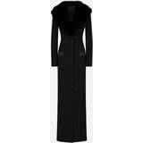 48 - Silke Frakker Dolce & Gabbana Long silk georgette coat with faux fur collar