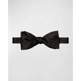 Eton Herre Slips Eton Mens Black Floral-weave Silk bow tie