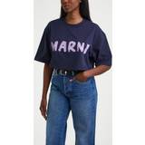 Marni S T-shirts & Toppe Marni Logo Crop T-Shirt Blue IT