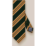 Grøn Slips Eton Mens Dark Green Stripe Wool Cotton-blend tie