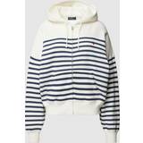 Polo Ralph Lauren Bomuld - Dame - Hoodies Sweatere Polo Ralph Lauren Stripe Zip Through Hoodie, White/Boston Navy