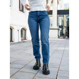 Wrangler Dame - Off-Shoulder Jeans Wrangler Straight Blå