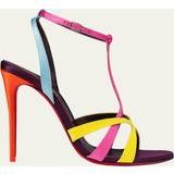 Christian Louboutin Satin Sko Christian Louboutin Tangueva Colorblock T-Strap Red Sole Sandals MULTI/MERLOT 10B