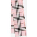 Burberry Pink Tilbehør Burberry Womens Pale Candy Pink Giant Check Fringed Wool and Silk-blend Scarf