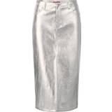 Skind - XXL Nederdele Staud Silver Oaklyn Faux-Leather Midi Skirt SLVR Silver