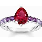 Glas Ringe Thomas Sabo Silver solitaire ring with red and violet stones in various sizes multicoloured TR2442-477-7-50