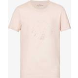 Moncler Dame T-shirts & Toppe Moncler Womens Pink Branded Rhinestone-embellished Cotton-jersey T-shirt