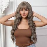 Multifarvede Extensions & Parykker Shein Synthetic Heat Resistant Wigs Water Deep Wave Wigs with Bangs