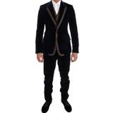 Jakkesæt Dolce & Gabbana Blue Velvet Two Button Slim Piece Suit IT46