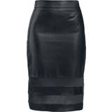 Polyuretan - XL Nederdele Black Premium by EMP Mellemlang nederdel Pencil skirt with mesh till Damer sort