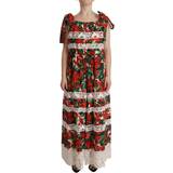 42 - One Size Kjoler Dolce & Gabbana Multicolor Geranium Print Lace Long Maxi Dress IT44