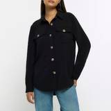 River Island Polyester Overdele River Island Womens Black Textured Long Sleeve Shirt Black