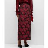 Ganni Polyester Nederdele Ganni Botanical Jacquard Long Skirt Kvinde Maxi Nederdele hos Magasin High Risk Red