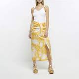 46 - Blomstrede Nederdele River Island Womens Wrap Midi Skirt Orange Floral Print