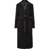 Cashmere - Dame Frakker Sand Copenhagen Cashmere Coat W Clareta Belt Long, Ebony Black Pasform: Regular Fit