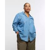 River Island Dame Skjorter River Island Womens Plus Blue Long Sleeve Denim Shirt Blue