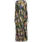 Blomstrede - Chiffon - Grøn Tøj Dolce & Gabbana Long Garden-print Chiffon Dress Woman Dresses Print