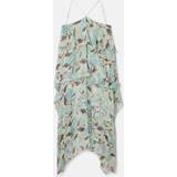 Chiffon - Grøn - Slå om Tøj Stella McCartney Lady Garden Print Silk Chiffon Halterneck Dress, Woman, Mint Multicolour, Mint Multicolour