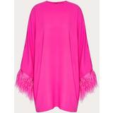 Fjer - Silke Kjoler Valentino Feather-trimmed silk cady minidress pink