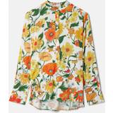 Stella McCartney Dame Skjorter Stella McCartney Lady Garden Print Collarless Shirt, Woman, Orange Multicolour, Orange Multicolour