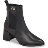 Calvin Klein Sort Støvler Calvin Klein Leather Heeled Ankle Boots BLACK