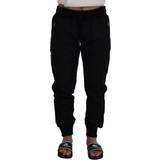 Dolce & Gabbana Polyester Bukser & Shorts Dolce & Gabbana Black Men Casual Jogger Pants IT52