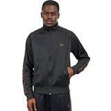 Fred Perry Sort Jakker Fred Perry Mens Contrast Tape Track Top Colour: U35 Black/Whisky Brown