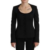 Dame - Silke Jakker Dolce & Gabbana Black Slim Fit Long Sleeves Snap Jacket IT38