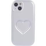 Apple iPhone 15 - Sølv Mobilcovers MAULUND iPhone 15 Fleksibelt Plastik m. Hjerte Sølv