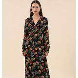 Blomstrede - Chiffon Kjoler Shein Floral Printed Chiffon V Neck Long Sleeve Women'S Maxi Dress