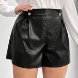 5XL - Dame - L32 Shorts Shein Plus Women's Crocodile Texture Pleated Shorts