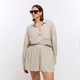 River Island Dame Shorts River Island Womens Plus Beige Shorts With Linen Beige