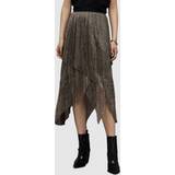 10 - Gul - S Nederdele AllSaints Veena Asymmetric Midi Skirt, Black/Gold
