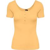 Dame - Gul - Hør Overdele Pieces dame t-shirt PCKITTE Flax