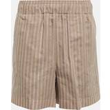 Brun - Silke Bukser & Shorts Brunello Cucinelli Striped mid-rise cotton-blend shorts beige
