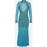 Dame - Lange kjoler - Mesh Self-Portrait Backless Sequinned-mesh Maxi Dress Womens Blue