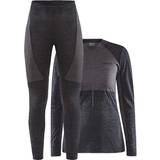Merinould Svedundertøjssæt Craft Sportswear Women's Core Wool Mix Base Layer Sets - Black/Granite