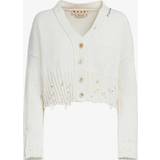 Marni Hvid Tøj Marni Womens Lily White Distressed V-neck Cotton-knit