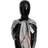 26 - Blomstrede - Dame Tilbehør Costume National Gray Orange Silk Floral Foulard Wrap Scarf