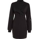Calvin Klein Dame Kjoler Calvin Klein Long Sleeve Jersey Wrap Dress BLACK
