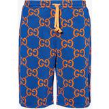 Gucci Orange Bukser & Shorts Gucci GG-jacquard Jersey Shorts Mens Blue Orange