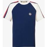 Gucci T-shirts & Toppe Gucci Mens Inchiostro Logo-embroidered Crew-neck Stretch-cotton Jersey T-shirt