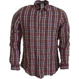 Guess Brun Overdele Guess GF Ferre Multicolor Checkered Cotton Long Sleeves Casual Shirt