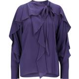 Chiffon - V-udskæring Overdele Victoria Beckham 'Ruffle Detail' Shirt Purple