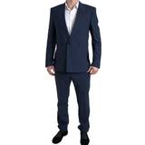 Uld - XL Jakkesæt Dolce & Gabbana Blue Piece Single Breasted SICILIA Suit IT52